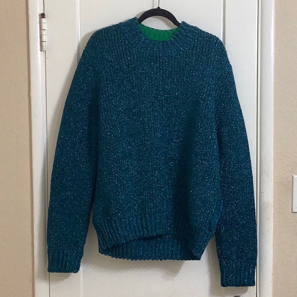 BRAND NEW With Tags METALLIC Blue and Green Sweater
